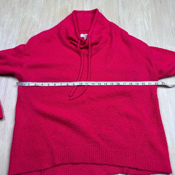 Lou & Grey Neon Pink Funnel Neck Oversized Cozy Knit Pullover Sweater Small - Picture 10 of 13